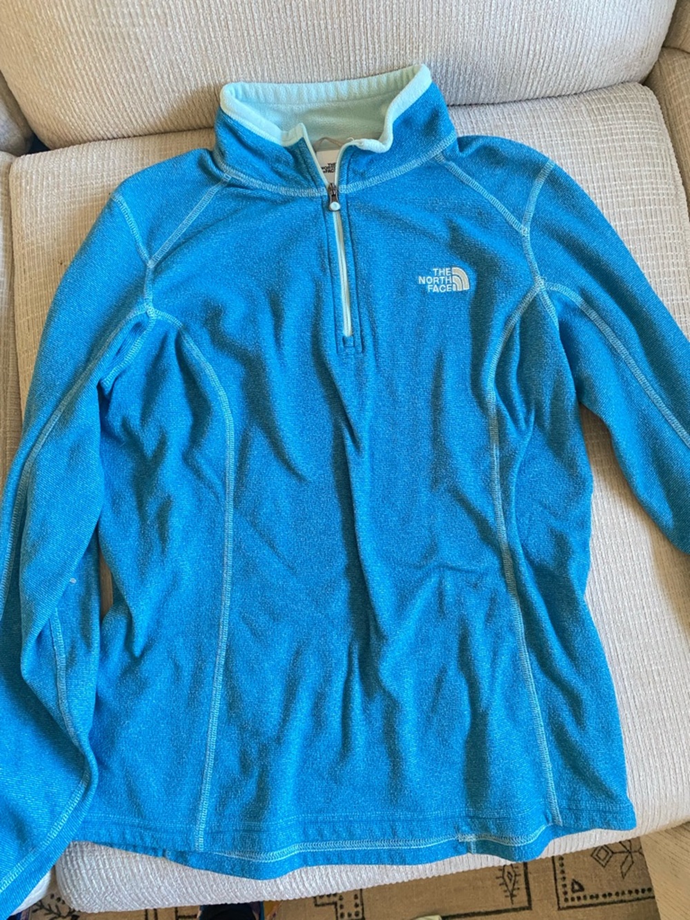 The North Face Teal and Aqua Half-Zip Fleece